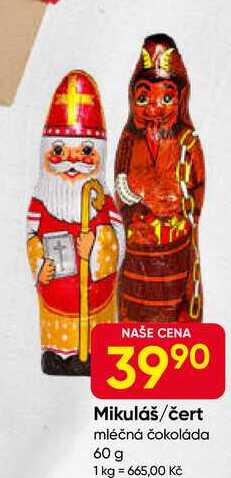 Mikuláš/čert mléčná čokoláda 60 g 