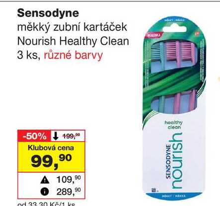 Sensodyne měkký zubní kartáček Nourish Healthy Clean 3 ks