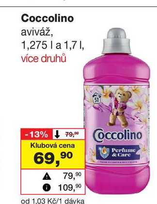 Coccolino aviváž, 1,275 l a 1,7l