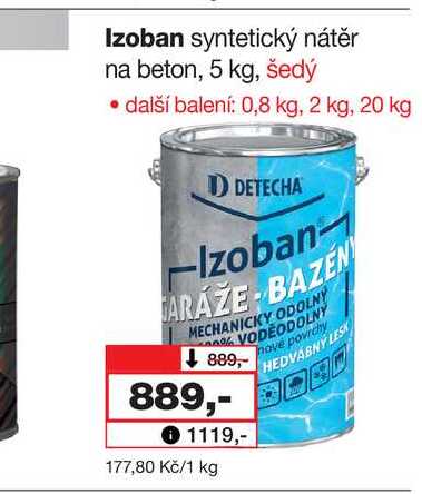 Izoban syntetický nátěr na beton, 5 kg, šedý