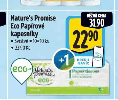 Nature's Promise Eco Papírové kapesníky 3vrstvé 10x 10 ks