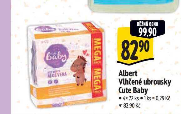   Albert Vlhčené ubrousky Cute Baby 4x72 ks 