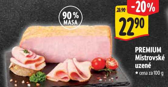 PREMIUM Mistrovské uzené, cena za 100 g 