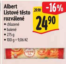 Albert Listové těsto rozválené, 275 g