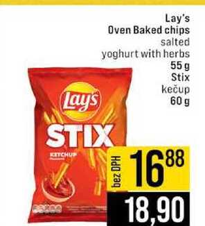 Lay's Oven Baked chips salted yoghurt with herbs 55g Stix kečup 60 g