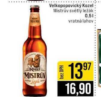Velkopopovický Kozel Mistrův světlý ležák 0,5l