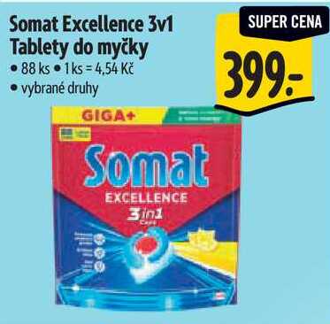 Somat Excellence 3v1 Tablety do myčky, 88 ks