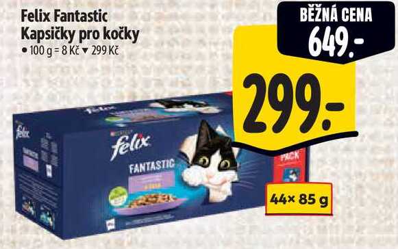 Felix Fantastic Kapsičky pro kočky, 44x 85 g