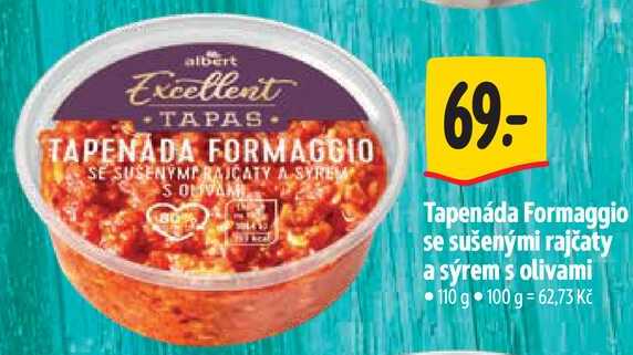 Tapenáda Formaggio se sušenými rajčaty a sýrem s olivami, 110 g