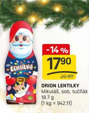 ORION LENTILKY Mikuláš, sob, tučňák 18.7 g