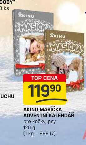 AKINU MASÍČKA ADVENTNÍ KALENDÁŘ pro kočky, psy 120 g 
