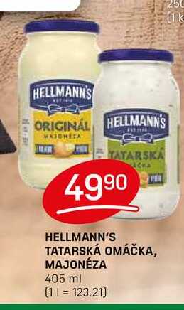 HELLMANN'S TATARSKÁ OMÁČKA, MAJONÉZA 405 ml