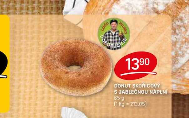 DONUT SKOŘICOVÝ S JABLEČNOU NÁPLNÍ 65 g