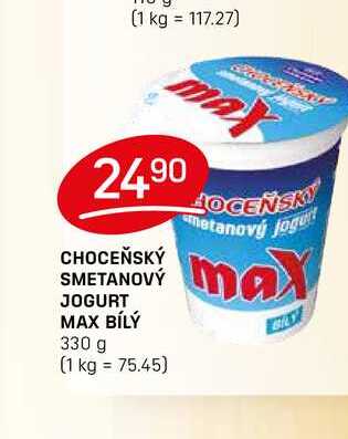 Choceňská Mlékárna Choceňský smetanový jogurt max bílý 330g