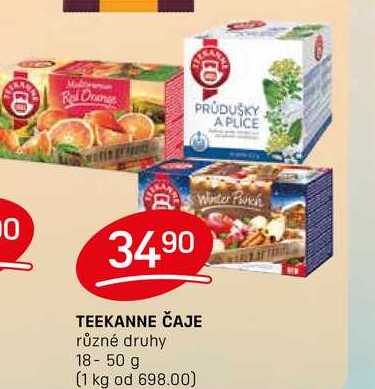 TEEKANNE ČAJE různé druhy 18-50 g