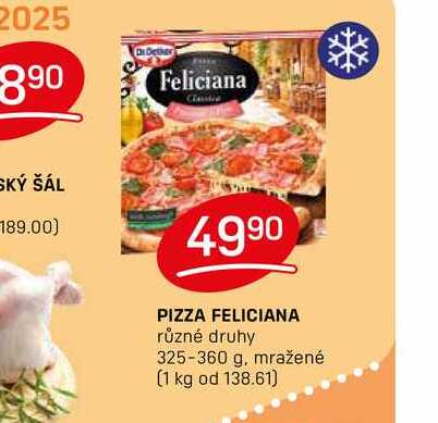 PIZZA FELICIANA různé druhy 325-360 g, mražené 