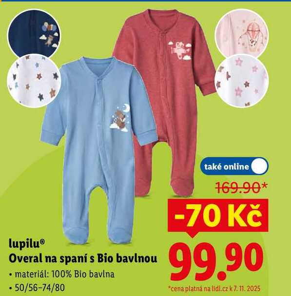 lupilu Overal na spaní s Bio bavlnou
