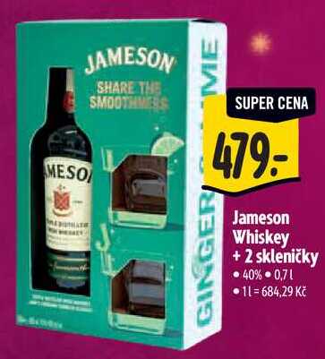 Jameson Whiskey + 2 skleničky, 0,7 l