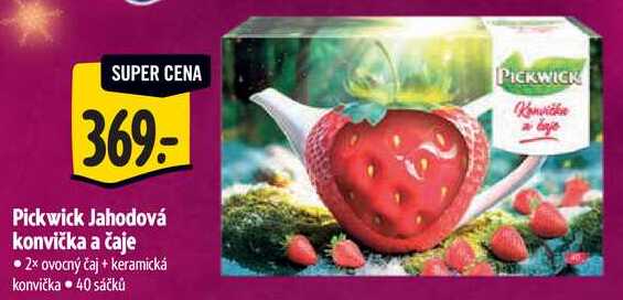 Pickwick Jahodová konvička a čaje, 2x ovocný čaj + keramická konvička