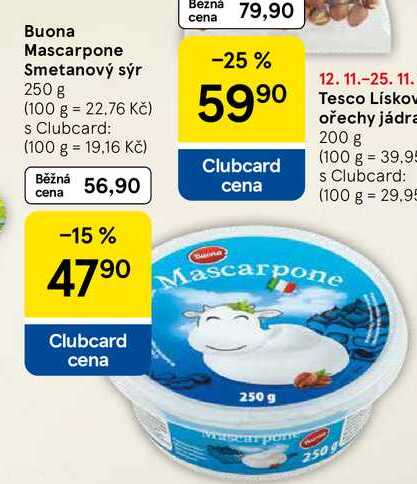 Buona Mascarpone Smetanový sýr, 250 g 