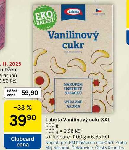 Labeta Vanilínový cukr XXL, 600 g 