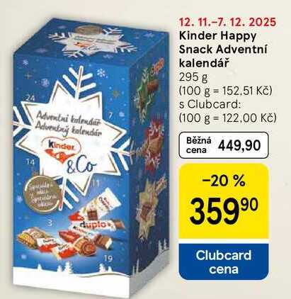 Kinder Happy Snack Adventní kalendář, 295 g  