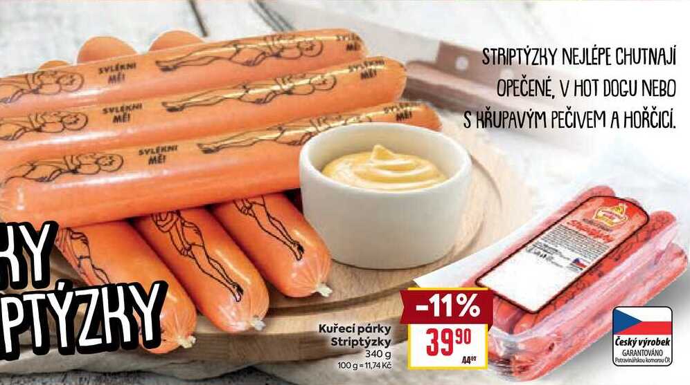 Kuřecí párky Striptýzky 340 g 