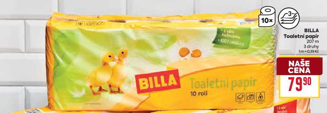 BILLA Toaletní papír 207 m 