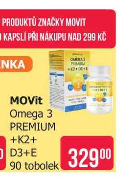 MOVit Omega 3 PREMIUM +K2+X2+03+E D3+E 90 tobolek