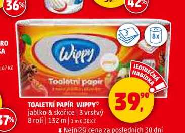 TOALETNÍ PAPÍR WIPPY, 8 rolí