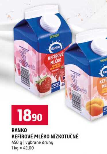 RANKO KEFÍROVÉ MLÉKO NÍZKOTUČNÉ 450 g vybrané druhy 
