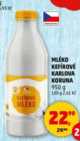 MLÉKO KEFÍROVÉ KARLOVA KORUNA, 950 g