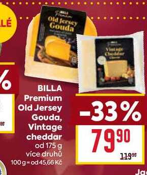 BILLA Premium Old Jersey Gouda, Vintage cheddar od 175 g 