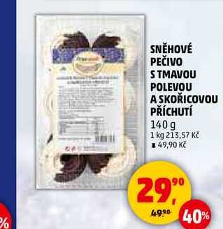 SNĚHOVÉ PEČIVO S TMAVOU POLEVOU A SKOŘICOVOU PŘÍCHUTÍ, 140g