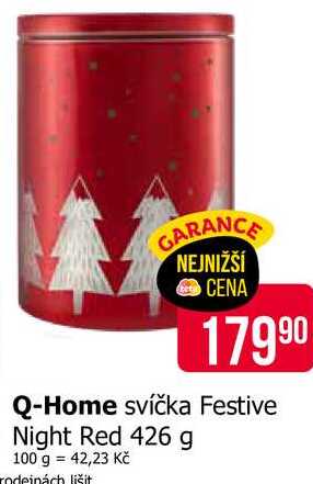 Q-Home svíčka Festive Night Red 426 g