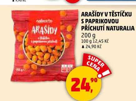ARAŠÍDY V TĚSTÍČKU S PAPRIKOVOU PŘÍCHUTÍ NATURALIA, 200 g