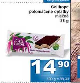 Celihope polomáčené oplatky mléčné 35 g 