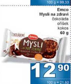 Emco Mysli na zdravi čokoláda oříšek kokos 60 g