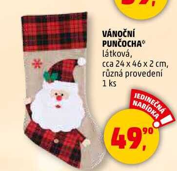 VÁNOČNÍ PUNČOCHA, 1 ks 