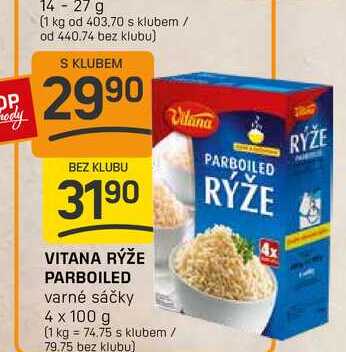 VITANA RÝŽE PARBOILED varné sáčky 4 x 100 g