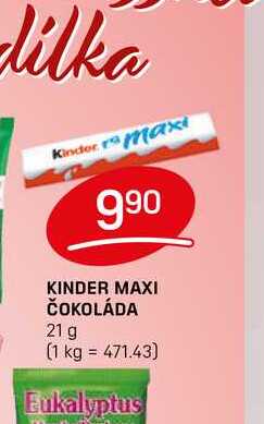 KINDER MAXI ČOKOLÁDA 21 g