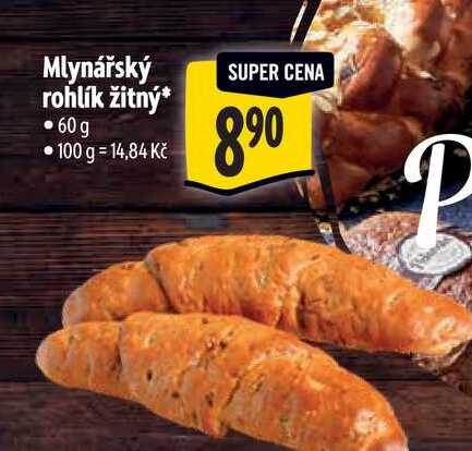 Mlynářský rohlík žitný 60g