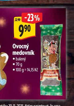 Ovocný medovník balený 70g 