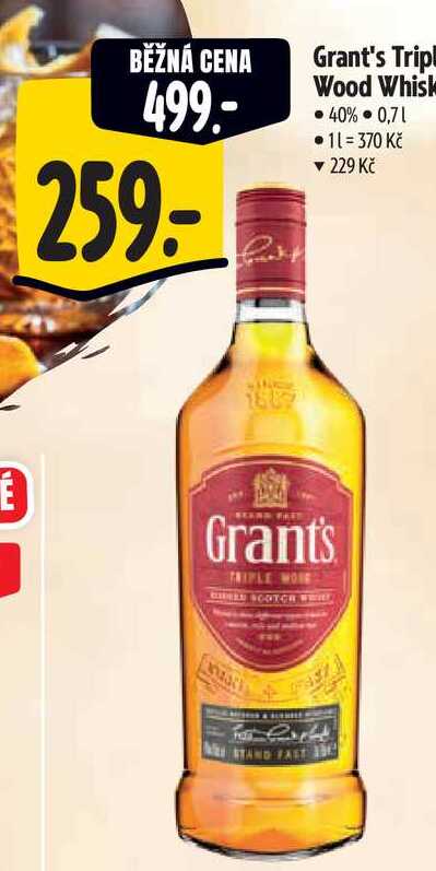  Grant's Tripl Wood Whisky • 40% 0,7 l
