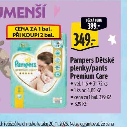  Pampers Dětské plenky/pants Premium Care  vel. 1-6, 31-72 ks 