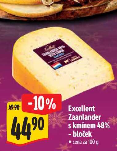   Excellent Zaanlander s kmínem 48% - bloček 100 g 
