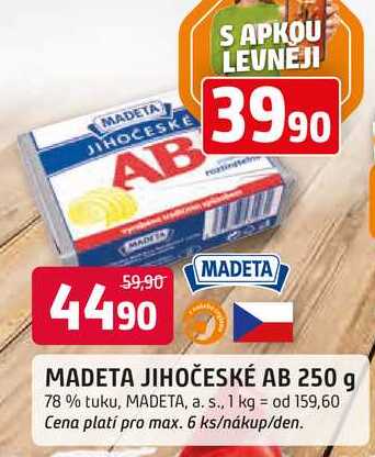 MADETA JIHOČESKÉ AB 250 g 78 % tuku, 250g
