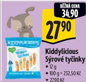 Kiddylicious Sýrové tyčinky, 12 g 