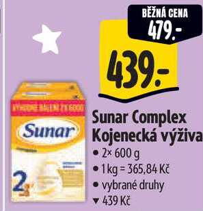 Sunar Complex Kojenecká výživa, 2x 600g