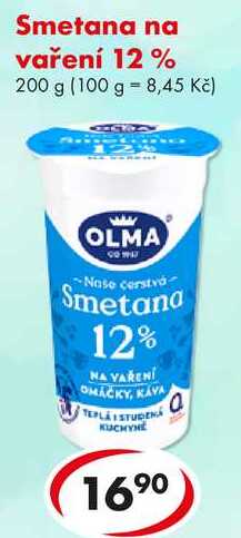 Smetana na vaření 12%, 200 g